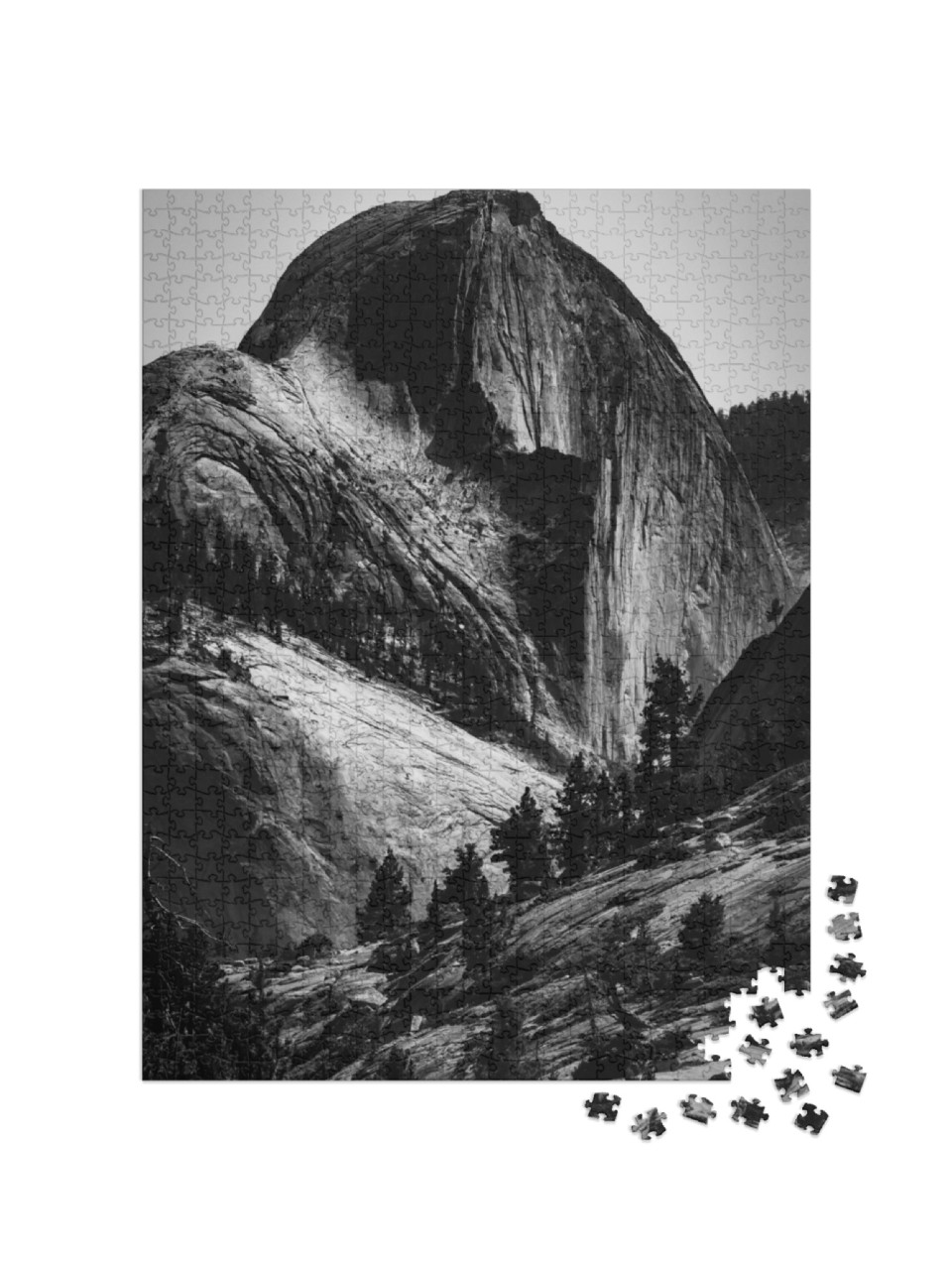 Puzzel 1000 stukjes „Half Dome in Yosemite National Park, zwart-wit“