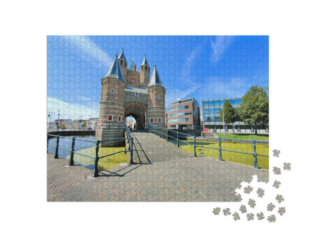 Puzzel 1000 stukjes „De stadspoort van Amsterdam in de stad Haarlem, Nederland“