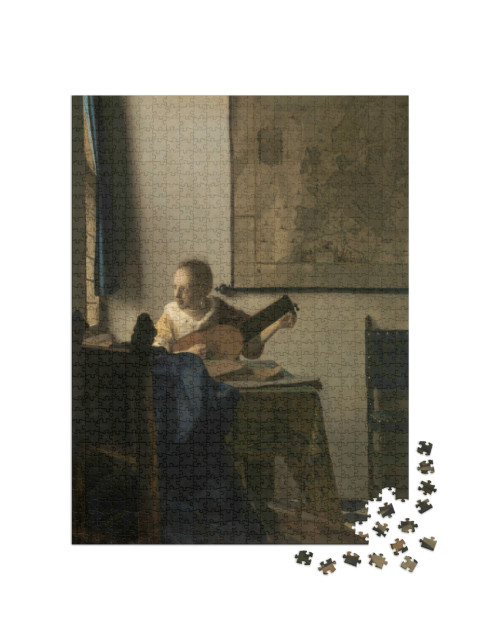 Puzzel 1000 stukjes „Johannes Vermeer - Vrouw met een luit“