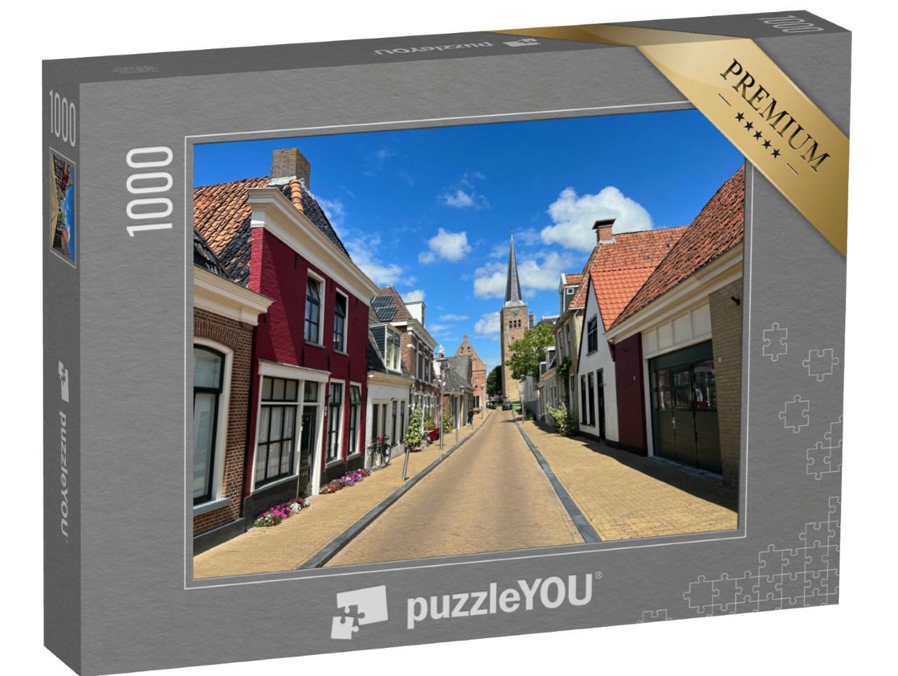 Puzzel 1000 stukjes „Straat in het historische centrum van Franeker Friesland, Nederland“