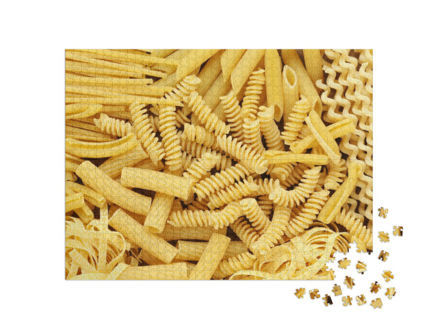 Puzzel 1000 stukjes „Verschillende soorten en vormen Italiaanse pasta“