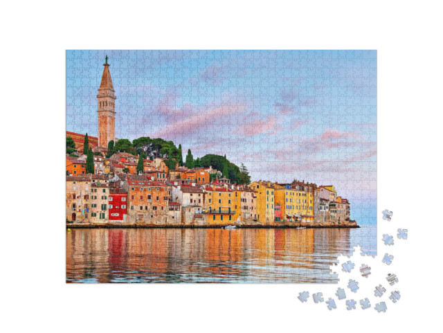 Puzzel 1000 stukjes „Zonsopgang boven Istrië en Rovinj, Kroatië“