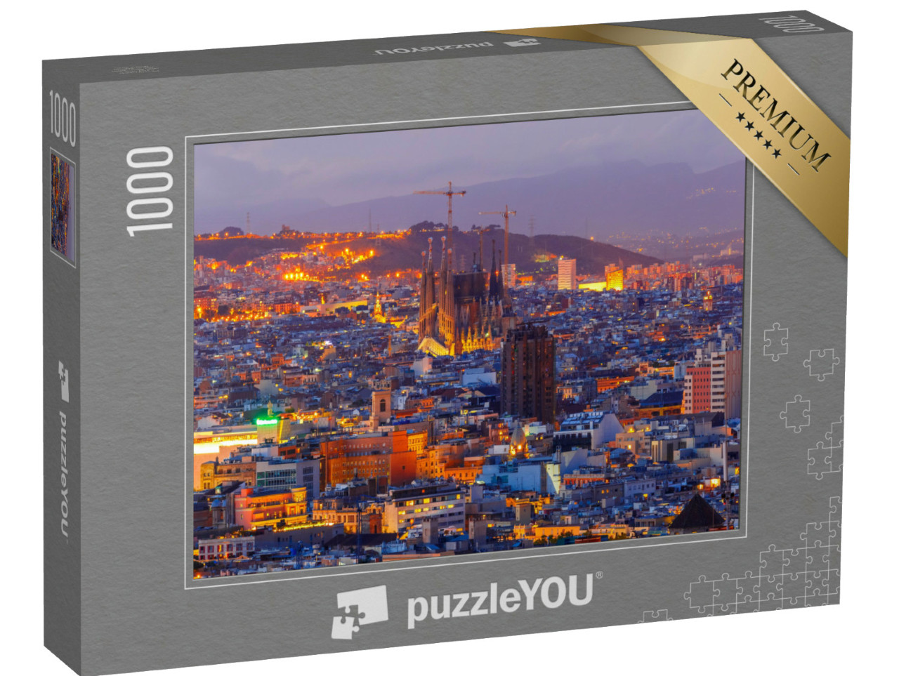 Puzzel 1000 stukjes „Barcelona met de heuvel Lmontjuic bij nacht“