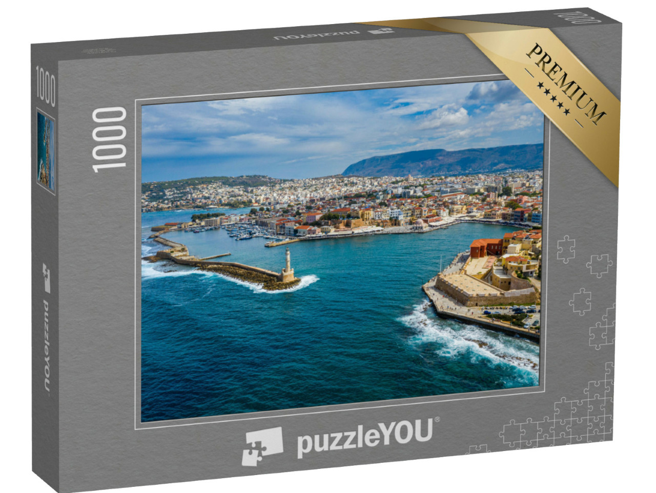 Puzzel 1000 stukjes „Panoramisch uitzicht van boven op de stad Chania, eiland Kreta, Griekenland“