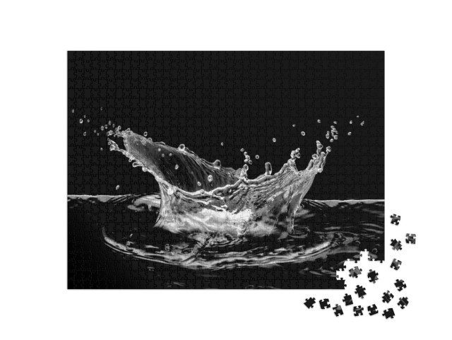 Puzzel 1000 stukjes „Waterspetters in zwart-wit“