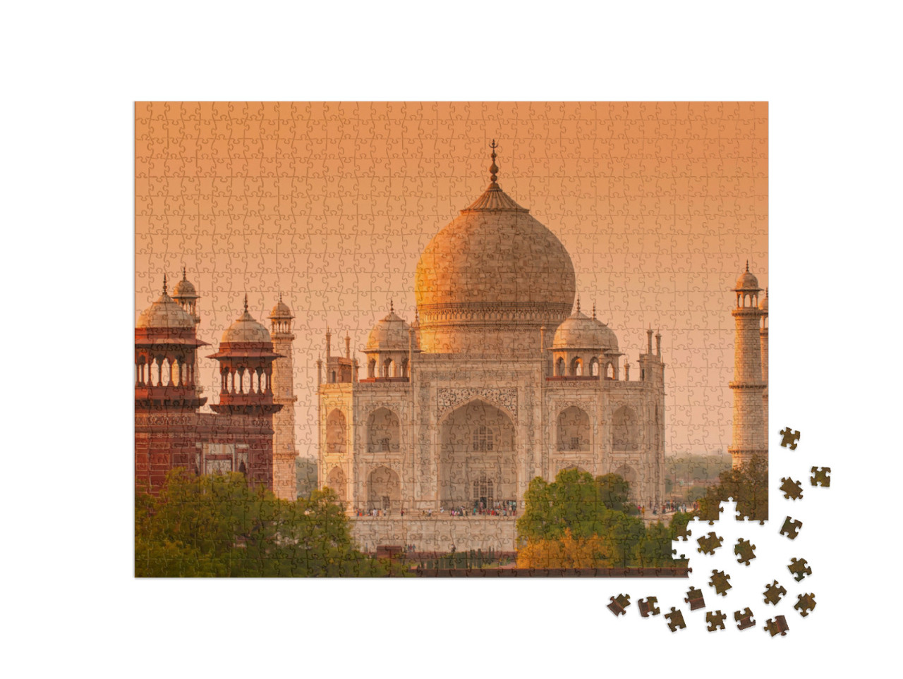 Puzzel 1000 stukjes „De Taj Mahal bij zonsopgang, Agra, Uttar Pradesh, India“