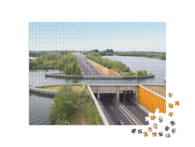 Puzzel 1000 stukjes „Bevaarbaar aquaduct bij Harderwijk, Nederland“