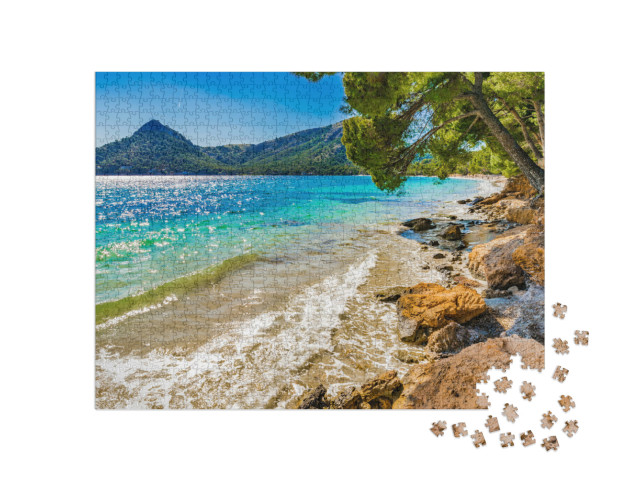 Puzzel 1000 stukjes „Prachtige kustlijn van Platja de Formentor, Mallorca“