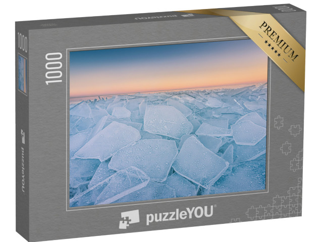 Puzzel 1000 stukjes „Drijfijs bij zonsondergang op het Markermeer in Nederland“