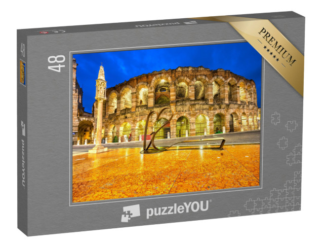 Puzzel 48 stukjes „Nachtopname van de beroemde Arena, Verona, Italië“