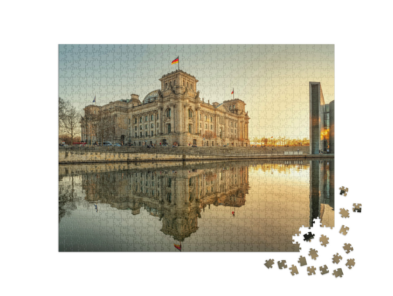 Puzzel 1000 stukjes „Reichstaggebouw in Berlijn bij zonsondergang“