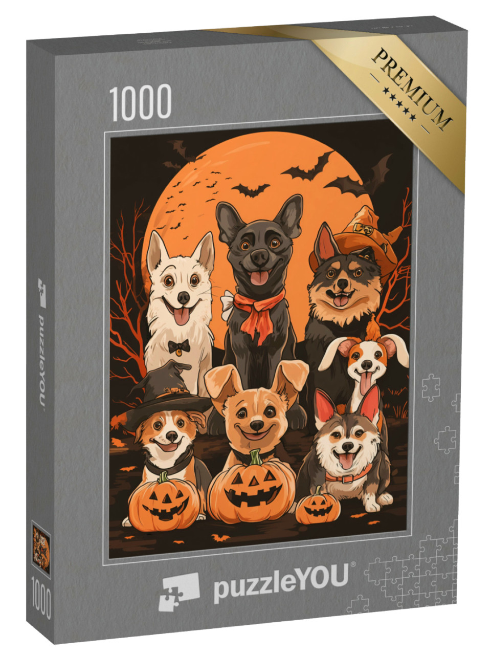 Puzzel 1000 stukjes „Hondenliefhebbers op Halloween“