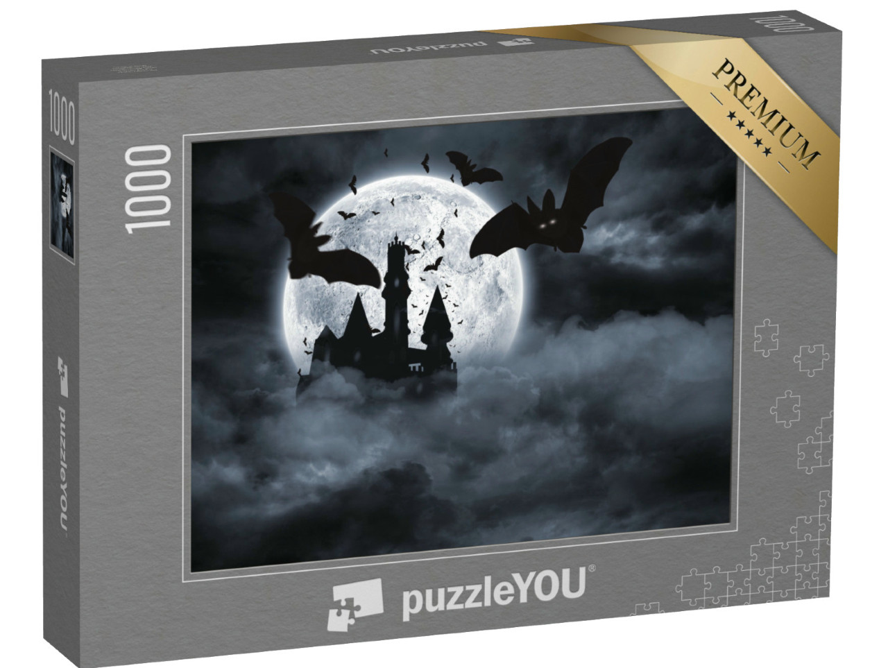 Puzzel 1000 stukjes „Vleermuizen vliegen voor het kasteel van Dracula“