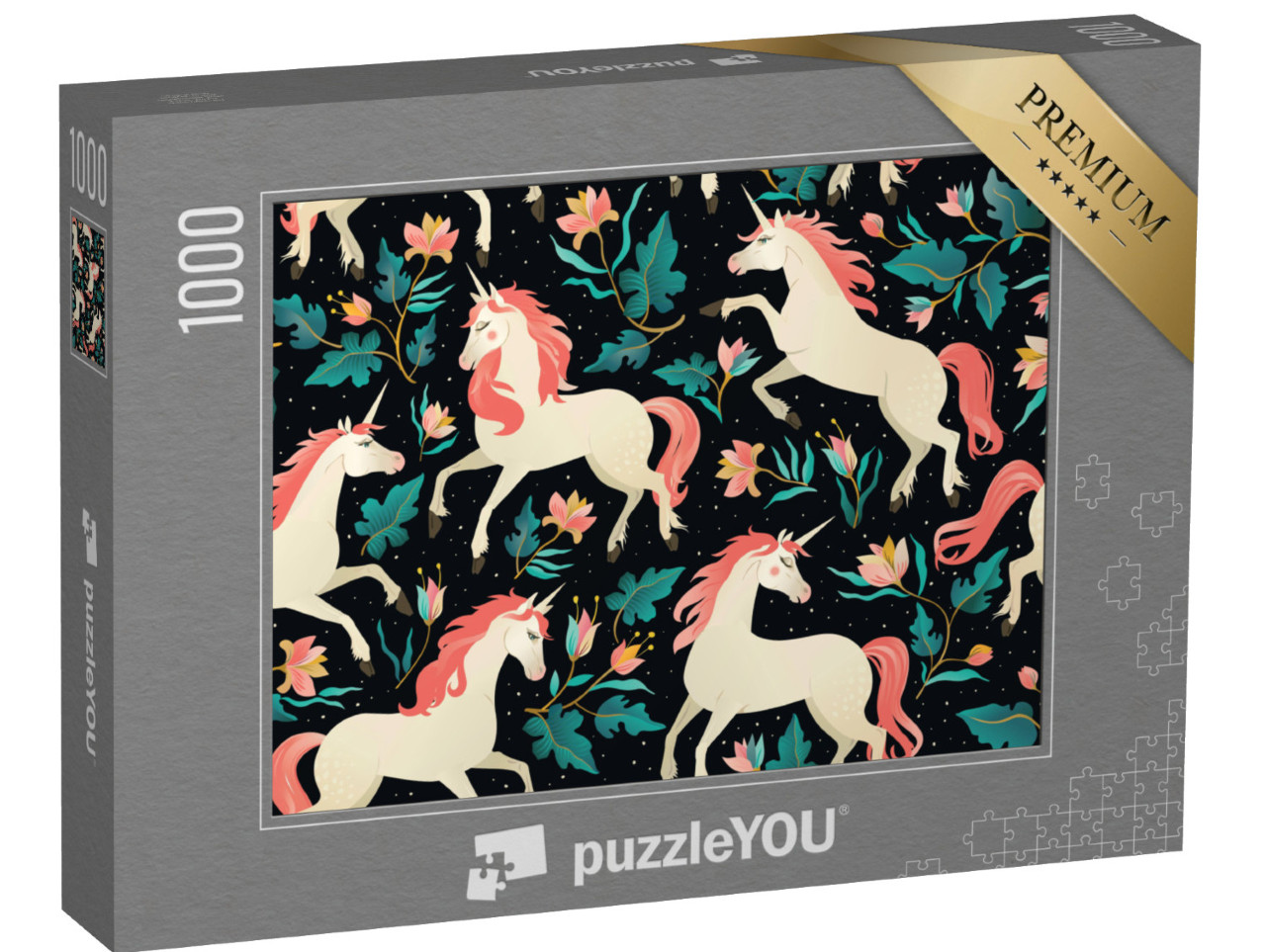 Puzzel 1000 stukjes „Eenhoorns in het sprookjesbos“