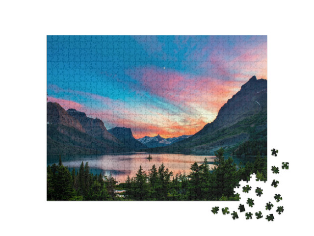 Puzzel 1000 stukjes „Zonsondergang boven St Mary Lake“