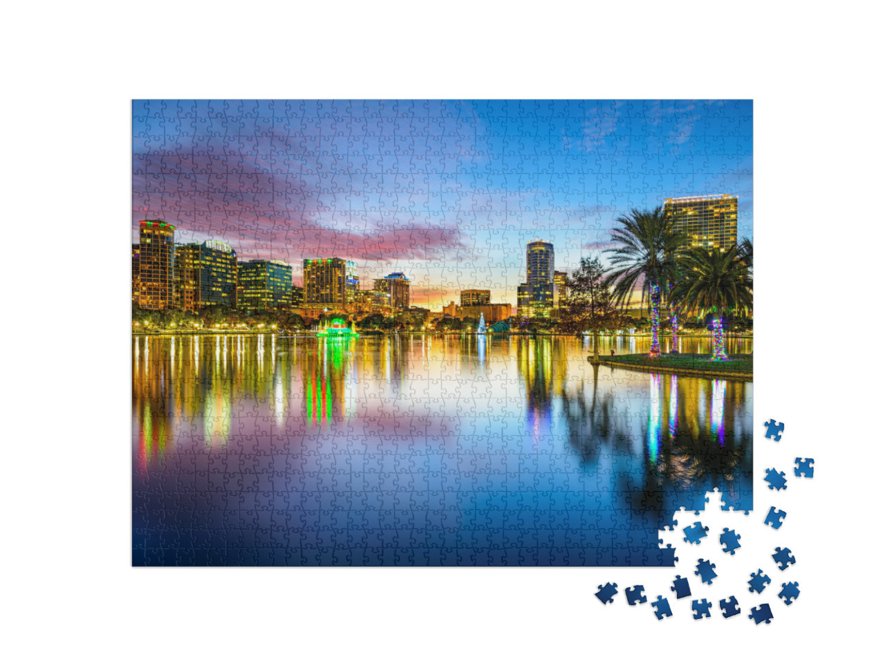 Puzzel 1000 stukjes „Uitzicht op Orlando met Eola Lake in Florida, VS“