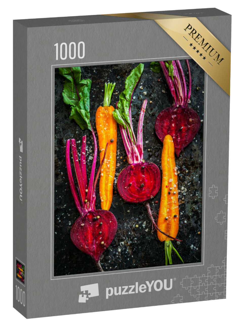 Puzzel 1000 stukjes „Rauwe groenten om te roosteren op een bakplaat“
