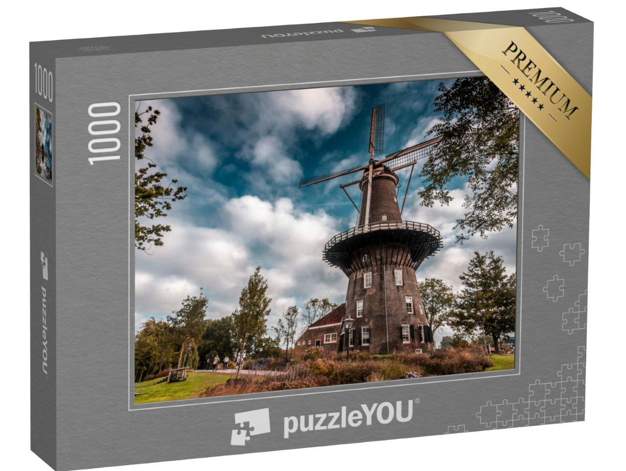 Puzzel 1000 stukjes „Molen De Valk is een torenmolen en museum in Leiden“