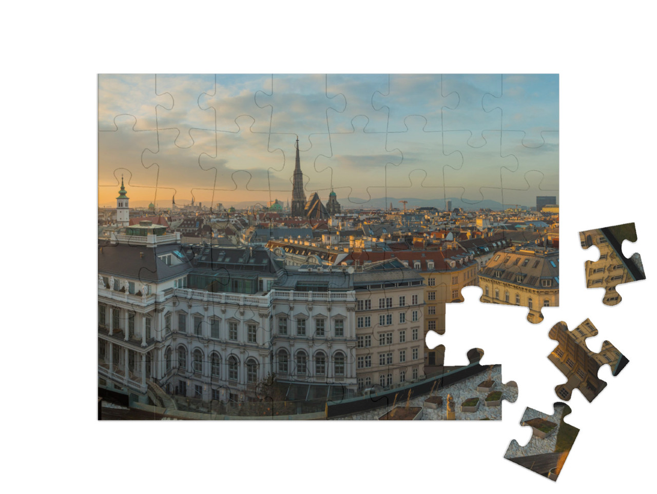 Puzzel 48 stukjes „Wenen bij zonsondergang, Oostenrijk“