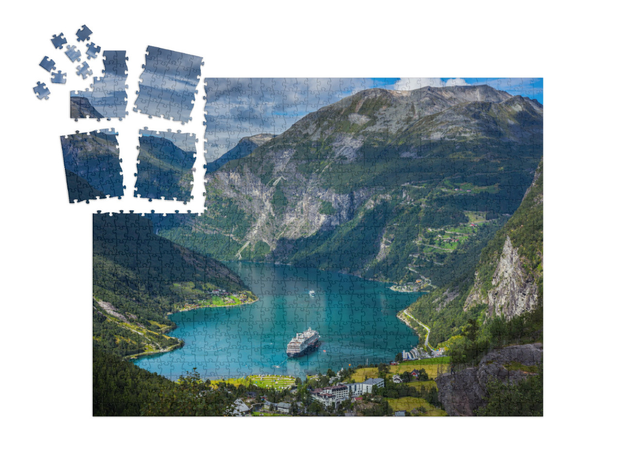 SMART SORTED® | Puzzel 1000 stukjes „Indrukwekkend Geirangerfjord, Noorwegen“