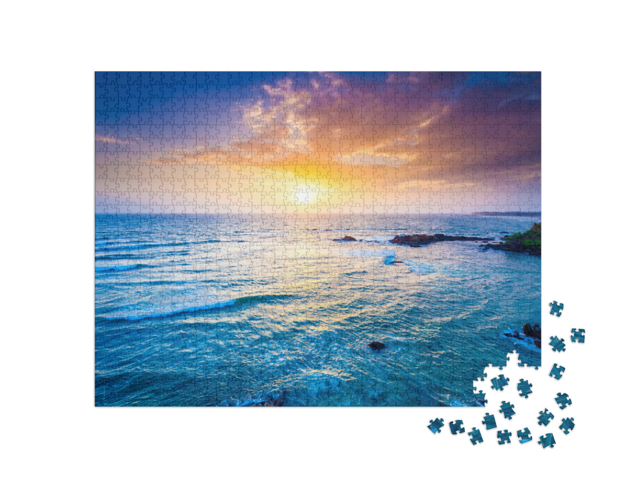 Puzzel 1000 stukjes „Indische Oceaan bij zonsondergang, Sri Lanka“