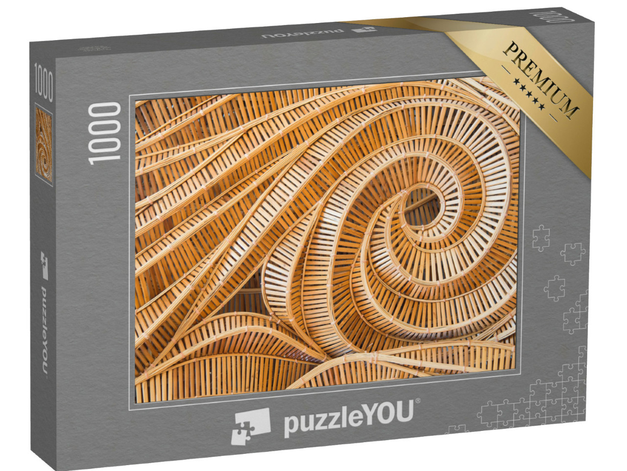Puzzel 1000 stukjes „Bamboe-oppervlak in natuurlijke kleuren, golfpatroon“