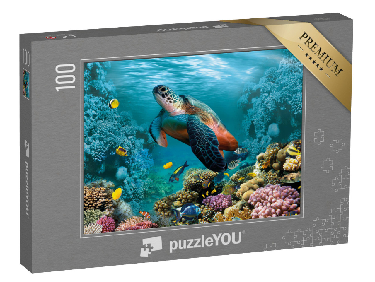 Puzzel 100 stukjes „Onderwaterwereld met een schildpad en koralen“