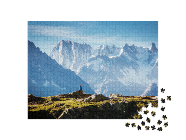 Puzzel 1000 stukjes „De Mont Blanc-gletsjer met Lac Blanc, Frankrijk“