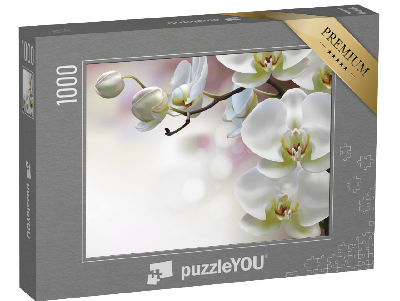 Puzzel 1000 stukjes „Gedetailleerde studie van de prachtige maanorchidee“