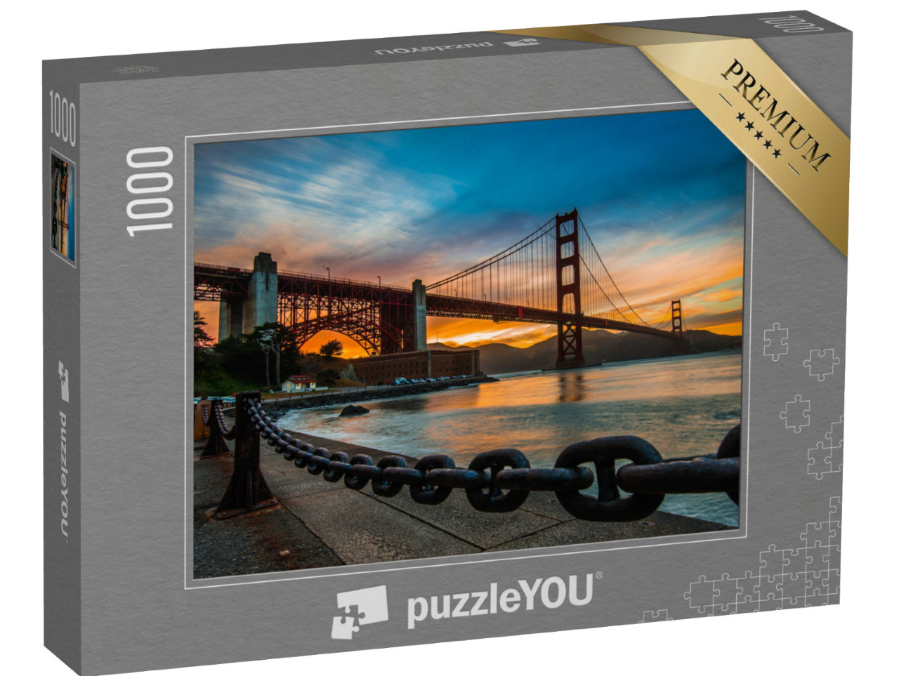 Puzzel 1000 stukjes „Gouden avondlicht boven de Golden Gate Bridge“