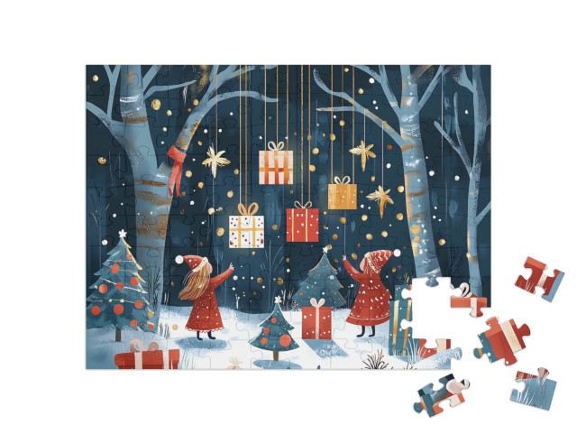 Puzzel 100 stukjes „Het kerstcadeaubos“