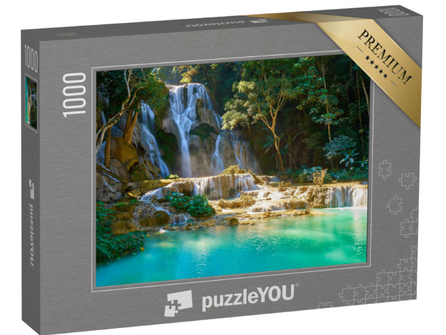 Puzzel 1000 stukjes „Indrukwekkende Kuang Si watervallen in Luang Probang, Laos“