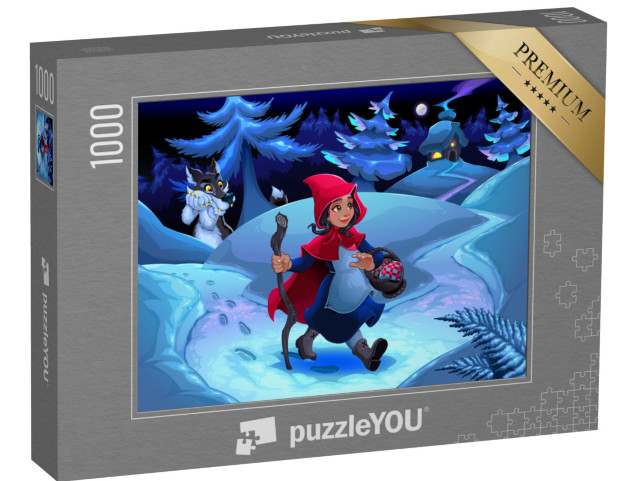 Puzzel 1000 stukjes „Roodkapje gaat wandelen in het bos“