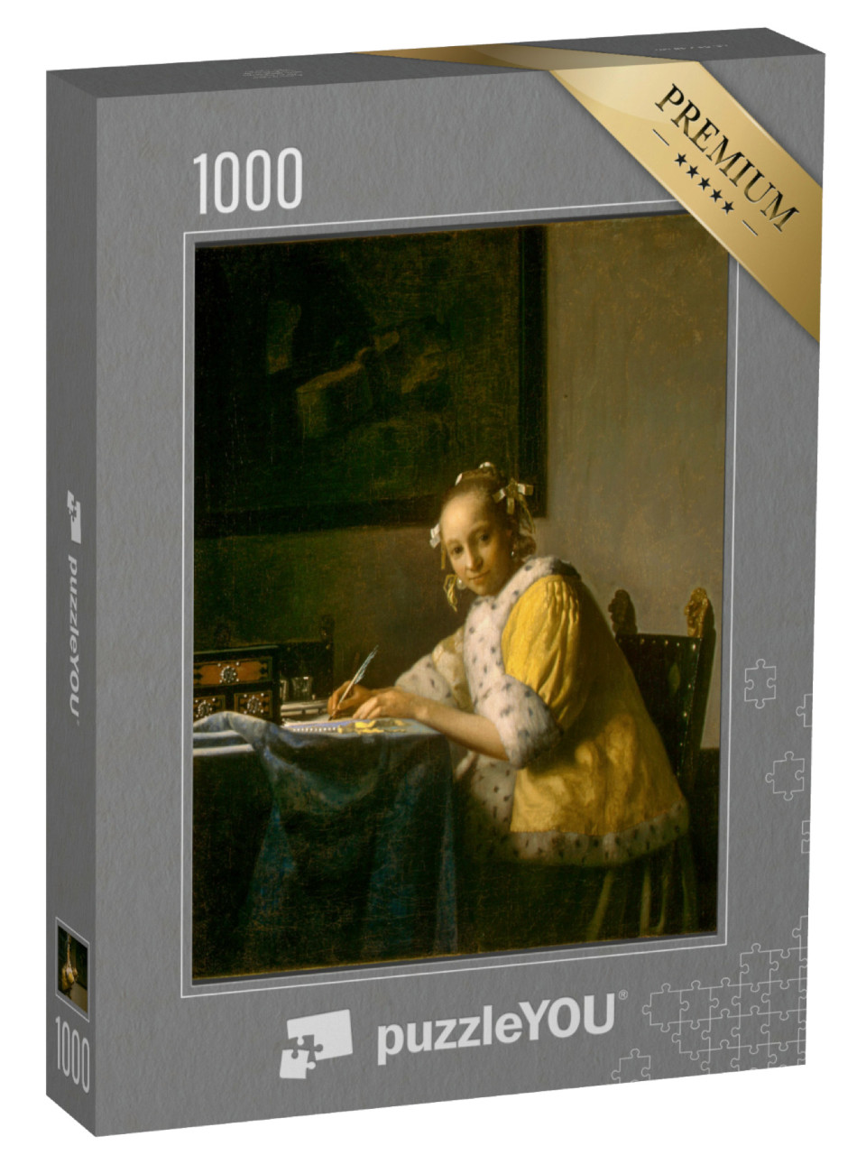 Puzzel 1000 stukjes „Johannes Vermeer - Een schrijvende vrouw.png“