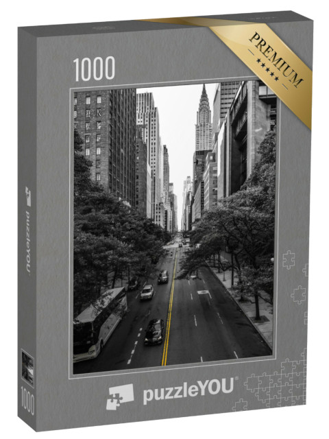Puzzel 1000 stukjes „Eindeloze straat in Manhattan, New York“