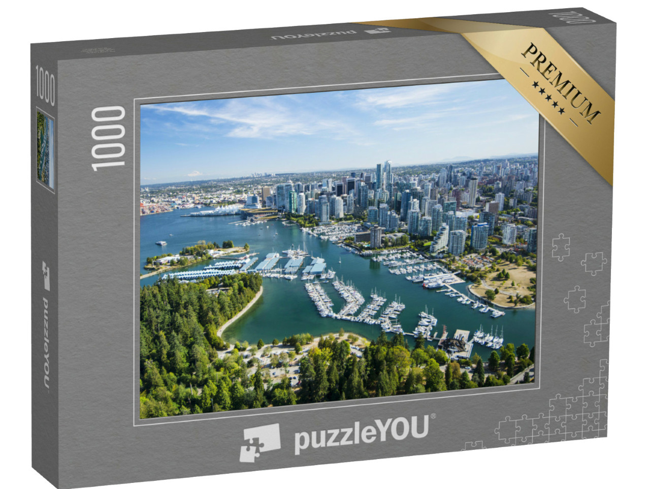 Puzzel 1000 stukjes „Luchtfoto van Stanley Park, Coal Harbour en Vancouver, BC, Canada“