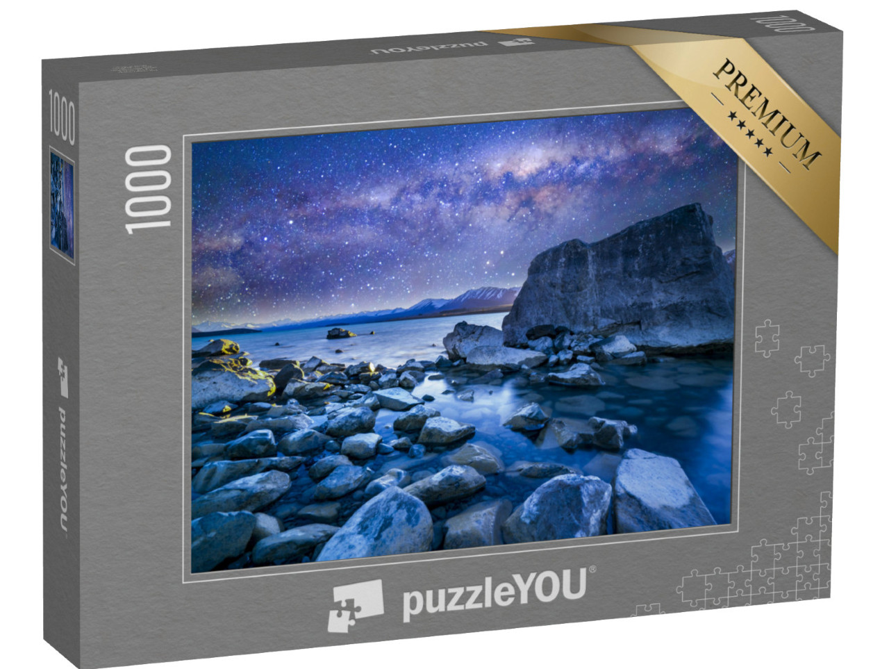 Puzzel 1000 stukjes „Spectaculaire foto van Lake Tekapo met melkweg, Nieuw-Zeeland“