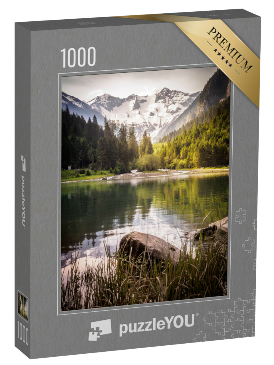 Puzzel 1000 stukjes „Mooie zomerochtend bij het Stillup stuwmeer in het Zillertal, Tirol“
