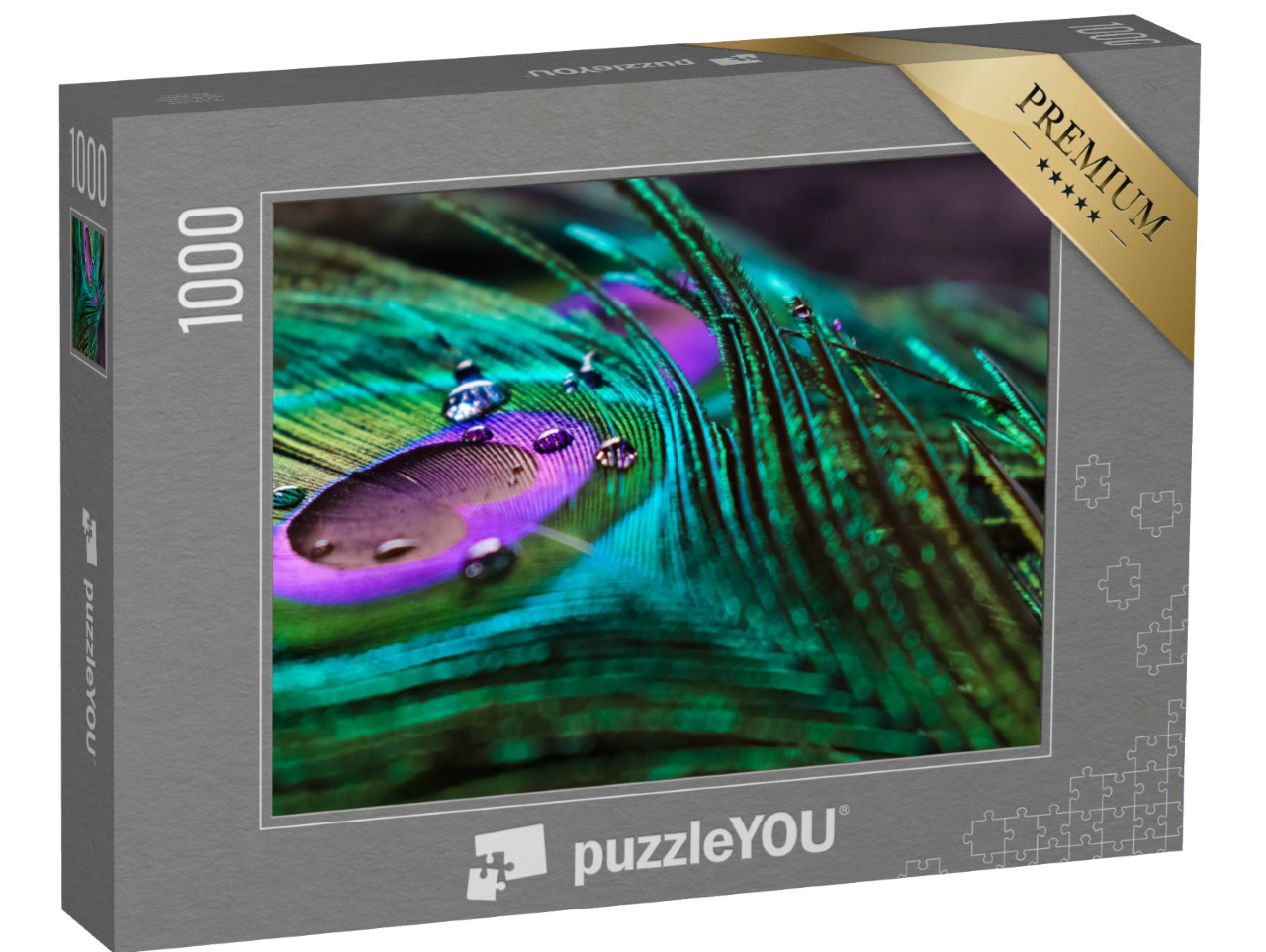 Puzzel 1000 stukjes „Een kleurrijke Indiase pauwenveer“