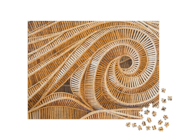 Puzzel 1000 stukjes „Bamboe-oppervlak in natuurlijke kleuren, golfpatroon“