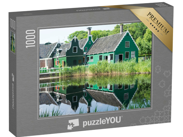 Puzzel 1000 stukjes „Waterreflectie van een traditioneel gebouw in het Arnhemse Openlucht- en Cultuurhistorisch Museum“
