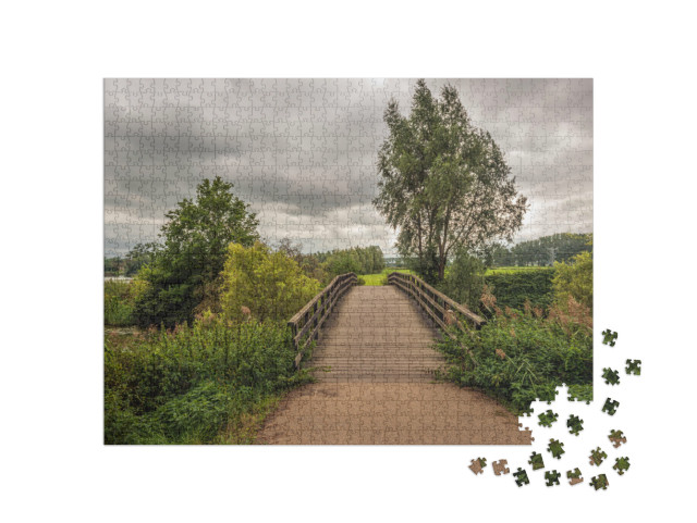 Puzzel 1000 stukjes „Houten brug over de Nederlandse rivier de Dommel“