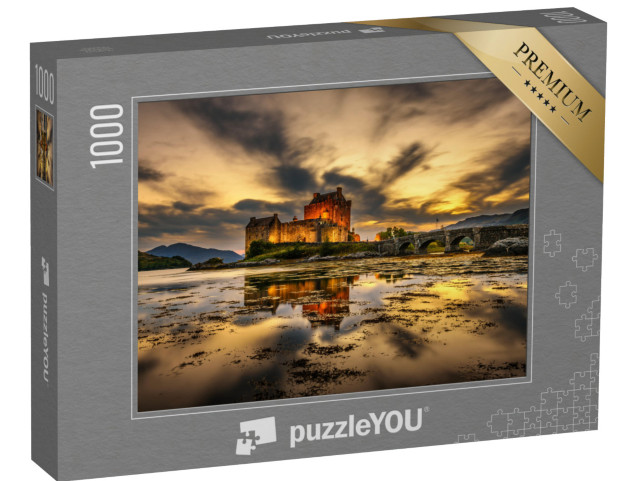 Puzzel 1000 stukjes „Adembenemende zonsondergang boven Eilean Donan Castle, Schotland“