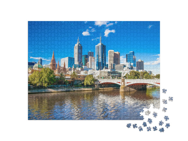 Puzzel 1000 stukjes „Skyline van Melbourne, Australië“