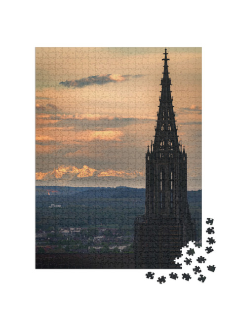 Puzzel 1000 stukjes „Minster van Ulm bij zonsondergang“