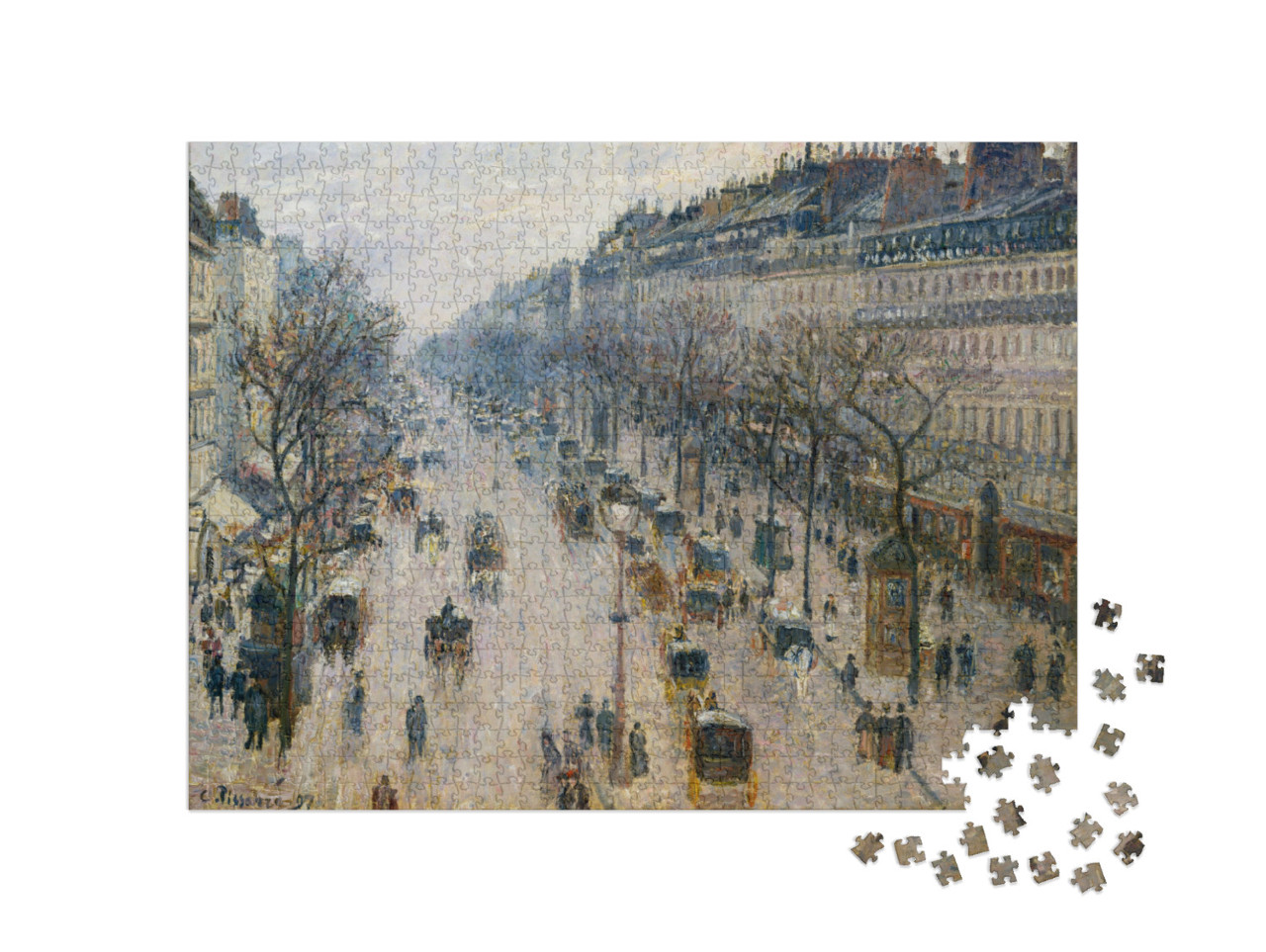 Puzzel 1000 stukjes „Camille Pissarro - De Boulevard Montmartre op een winterochtend“
