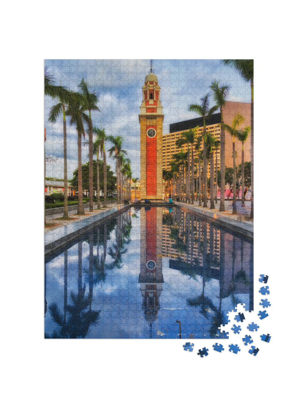 Puzzel 1000 stukjes „Klokkentoren in de stad Hongkong“