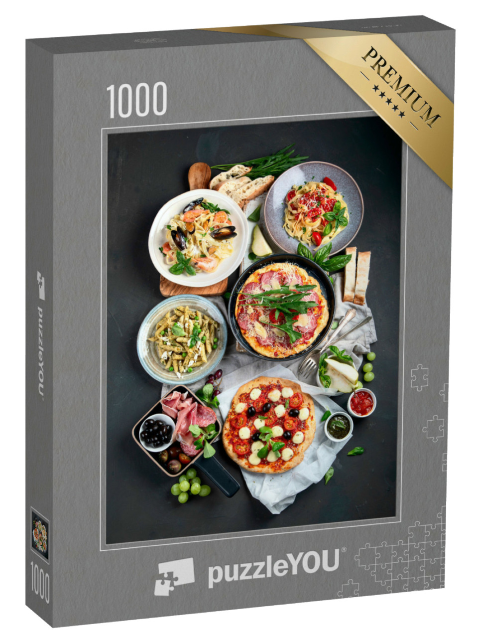 Puzzel 1000 stukjes „Pizza, pasta, antipasti“