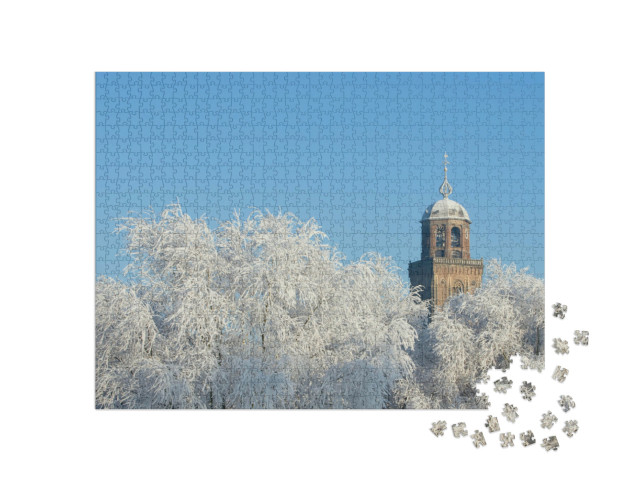 Puzzel 1000 stukjes „De toren van de Grote Kerk in Deventer, Nederland“