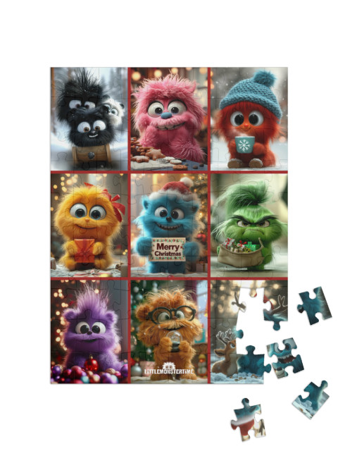 Puzzel 100 stukjes „LITTLEMONSTERTIME: Kerst collage“